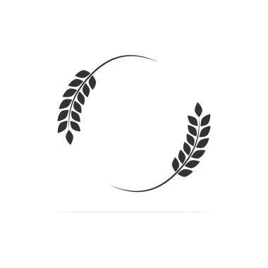 Tahıl siyah ikonu. Buğday illüstrasyonunun kulakları beyaza izole edilmiş. Vektör çizimi. Yiyecek sembolü.