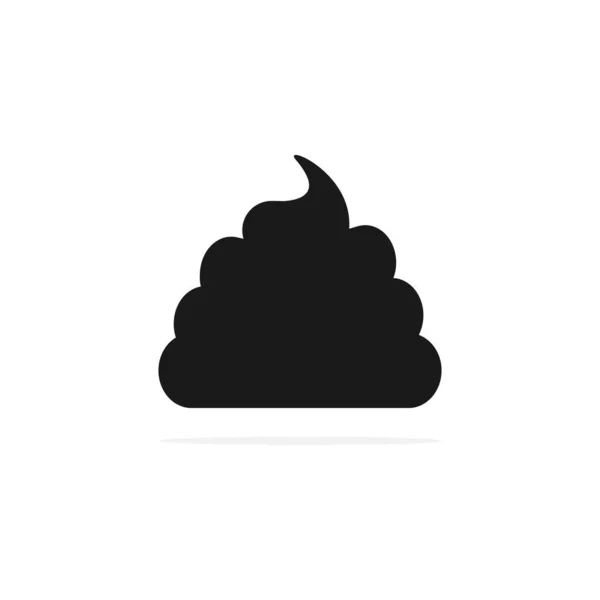 Poop Black Icon Dung Outline Vector Illustration Isolated White — Stock Vector