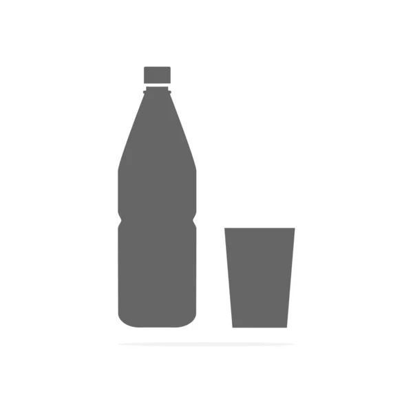 Bottiglia Vetro Icona Nera Illustrazione Vettoriale Bottiglia Plastica Isolato Bianco — Vettoriale Stock