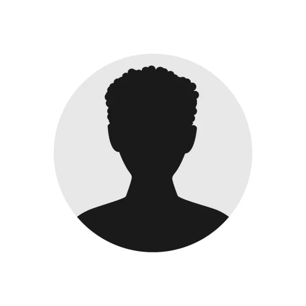 ユーザー男性アイコン 灰色の円で人黒のシンボル 白に隔離された人間のアバターベクター 男プロフィール画像図 — ストックベクタ