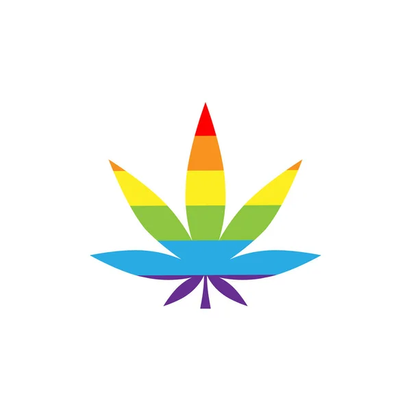 Cannabis Colorido Icono Hoja Ilustración Marihuana Arco Iris Aislada Fondo — Archivo Imágenes Vectoriales