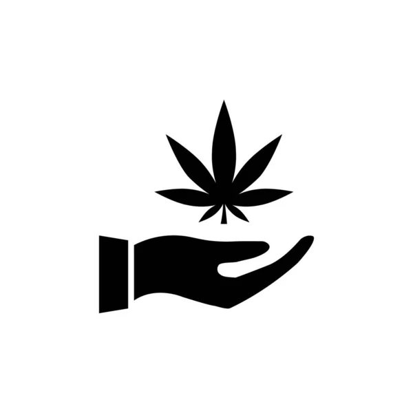 Mano Sosteniendo Icono Cannabis Esbozo Marihuana Negra Brazo Humano Ilustración — Archivo Imágenes Vectoriales