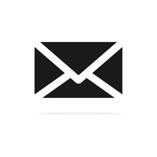 Email Icona Nera Segno Busta Contorno Isolato Sullo Sfondo Bianco — Vettoriale Stock