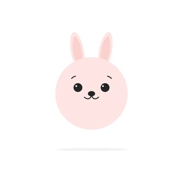 Rabbit Head Flat Icon Animal Bunny Cute Pink Face Vector — Stock Vector