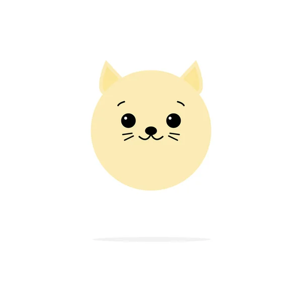 猫头扁平图标 动物可爱的面部矢量图解 因白人背景而被隔离 — 图库矢量图片