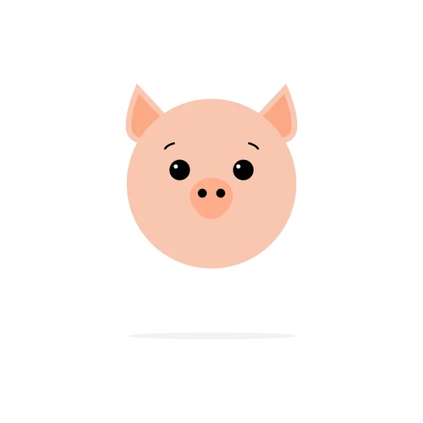 Pig Hoofd Plat Pictogram Dier Schattig Gezicht Vector Illustratie Geïsoleerd — Stockvector