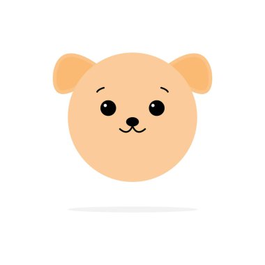 Köpek kafası düz ikon. Hayvani sevimli yüz vektör çizimi. Beyazda izole edilmiş.