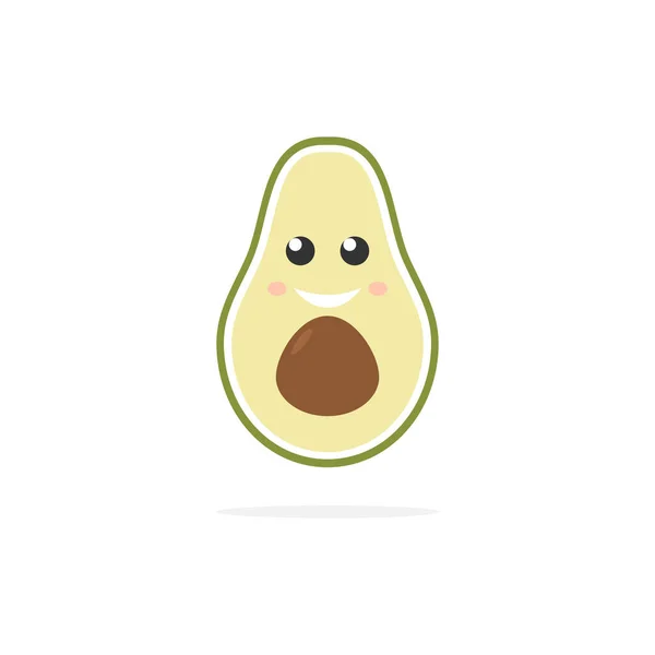 Niedliche Avocado Mit Lächeln Symbol Frische Früchte Halb Vektor Isoliert — Stockvektor
