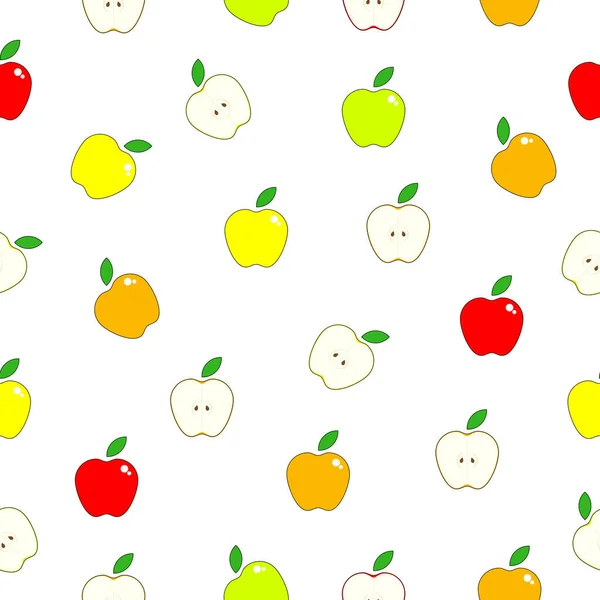 Ilustración Manzana Sin Costuras Patrón Vector Dibujos Animados Fruta Manzana — Vector de stock