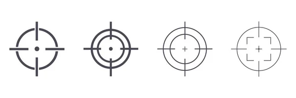 Target destination icon set. Aim sniper shoot group. Focus cursor bull eye mark collection. Vector isolated on white