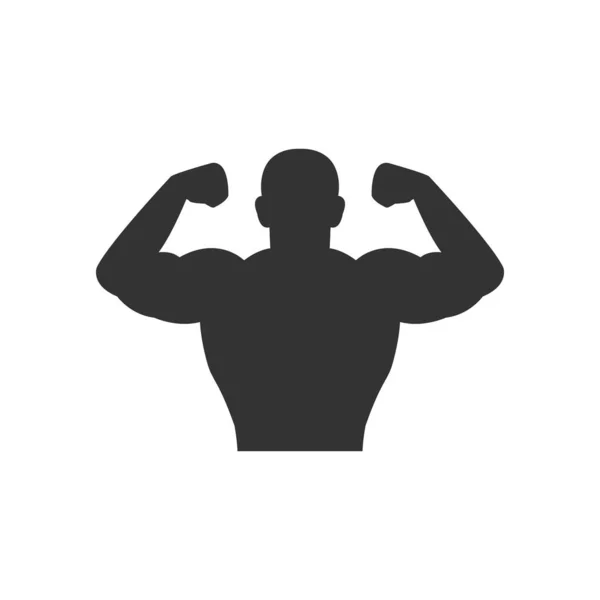 Icono Fuerte Del Cuerpo Masculino Negro Forma Del Contorno Muscular — Archivo Imágenes Vectoriales