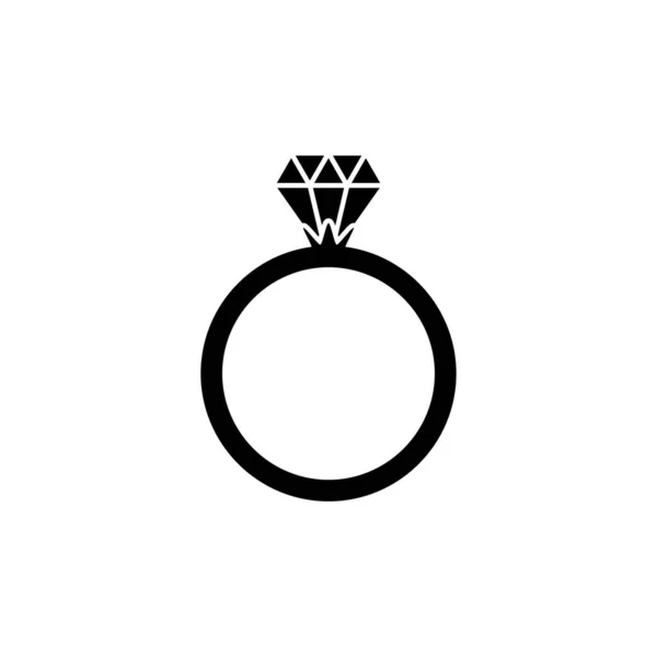 Піктограма Чорного Кільця Великим Діамантом Ювелірні Начерки Векторні Ілюстрації Ізольовані — стоковий вектор