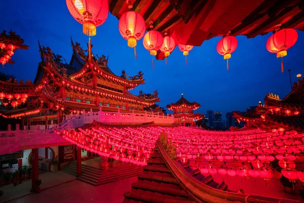 Lanternes Rouges Décoration Dans Temple Thean Hou Kuala Lumpur Malaisie — Photo