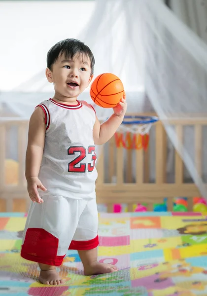 Baby Mit Ball Basketballuniform Dieses Immage Kann Für Spiel Sport — Stockfoto