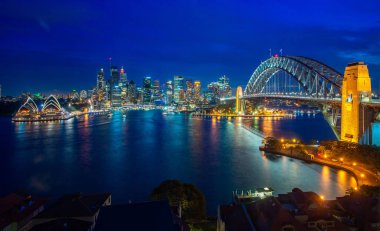 Panorama of Sydney harbour and bridge in Sydney city, New south wales, Australia clipart