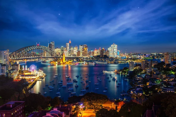 Panorama Del Puerto Puente Sídney Ciudad Sídney New South Wales —  Fotos de Stock