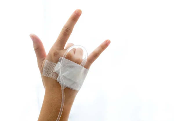Solução Salina Mão Hospital Este Immage Pode Usar Para Seguro — Fotografia de Stock