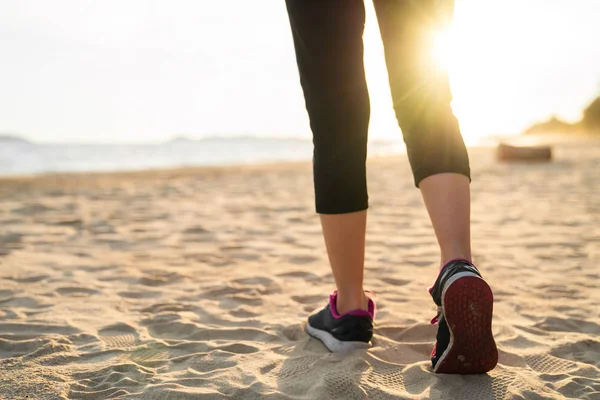 Lady Running Beach Immage Can Use Run Sport Relax Fitness — Stock Photo, Image