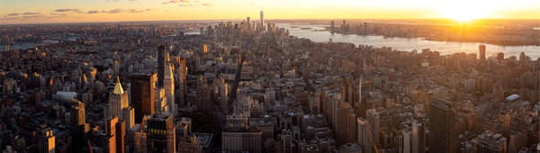 Panorama Cityscape of New york city from roof top of tall building, New york, USA, United stages of America