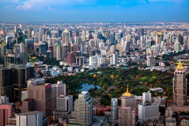 Park ve üstten görünüm, Bangkok, Tayland Bangkok şehir bina