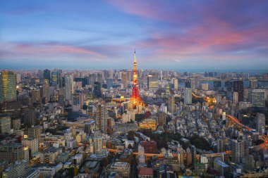 Cityscape Tokyo tower Tokyo City, Japonya için. Bu IMMAGE seyahat ve Japonya kavramı için kullanabilirsiniz