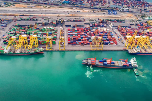 Pojemnik Port Kontener Statek Transport Węzeł Logistyczny Singapurze — Zdjęcie stockowe