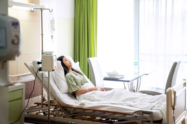 Ásia Senhora Sono Paciente Hospital Com Solução Este Immage Pode — Fotografia de Stock