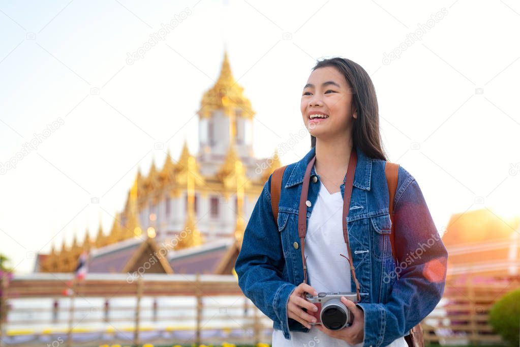 Thai lady travel in Bangkok city