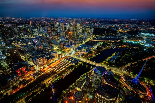 Melbourne şehrinin en üst manzarası — Stok fotoğraf