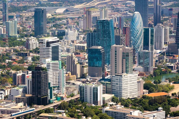 Bangkok Şehir Manzarası Otel Binasının Çatısından Trenden Kuleden — Stok fotoğraf