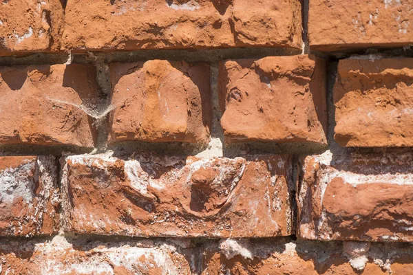 Oude Bakstenen Muur Weergegeven Verweerde Textuur — Stockfoto