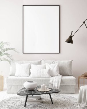 poster çerçevesi hipster iç arka plan, İskandinav tarzı, 3d render, 3d çizim kadar alay