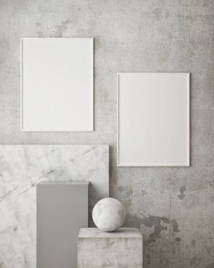 poster çerçevesi geometrik iç arka plan, pastel renkler, 3d render, 3d çizim kadar alay