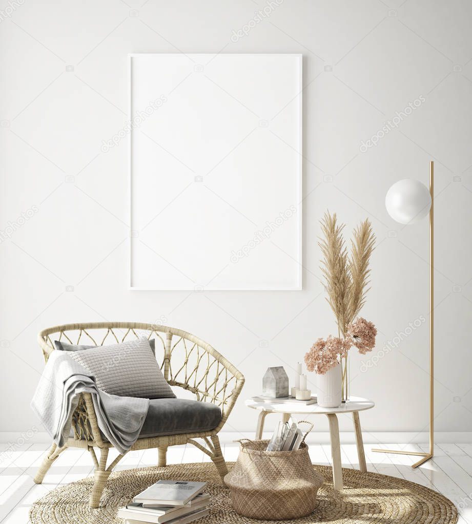 marco del cartel de la maqueta en el fondo interior moderno, estilo ...