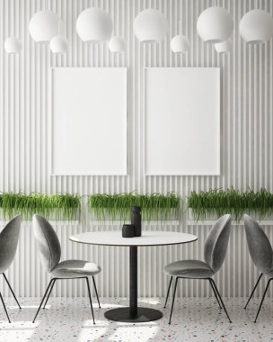 Modern iç plan, kafe, restoran, 3D resim, 3D resim