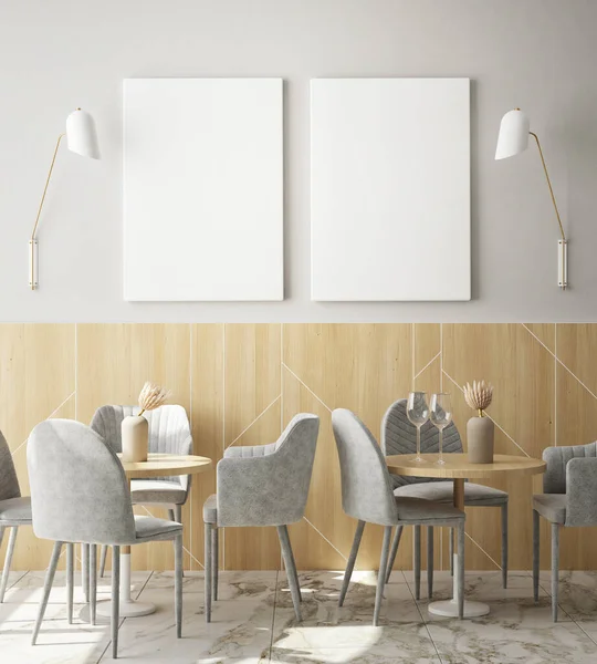 Modern iç plan, kafe, restoran, 3D resim, 3D resim