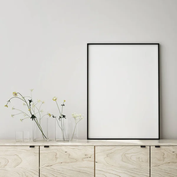 Mock Poster Frame Modern Interior Background Close Sala Estar Estilo — Fotografia de Stock