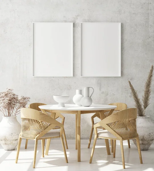 Model Poster Frame Moderne Interieur Achtergrond Woonkamer Scandinavische Stijl Render — Stockfoto