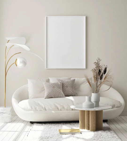 Modern iç plan, oturma odası, İskandinav tarzı, 3D çizim, 3D resim