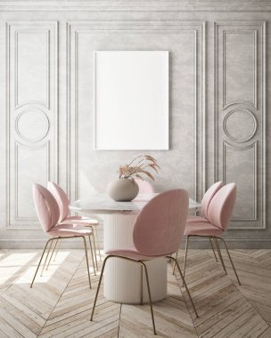 Modern iç plan, oturma odası, İskandinav tarzı, 3D çizim, 3D resim