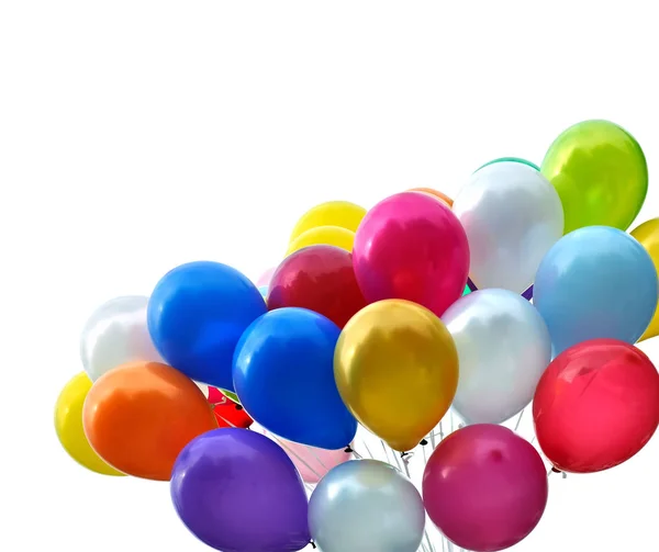 一束多彩多姿的气球在城市节日 被隔绝在白色背景上 — 图库照片