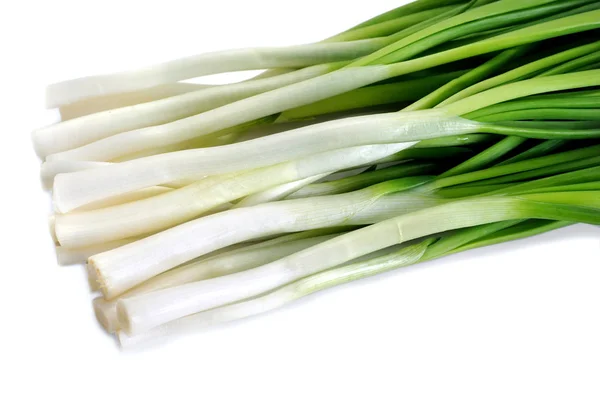 Close Bunch Fresh Green Onion Isolated White — Stock Photo, Image