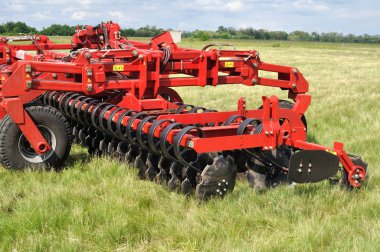 Modern agricultural machinery exhibited at the agricultural exhibition 