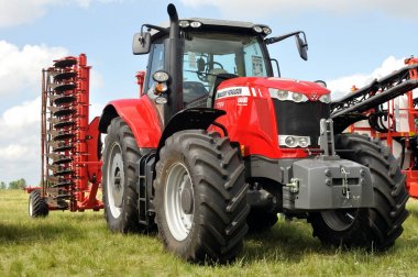 Modern agricultural machinery exhibited at the agricultural exhibition 