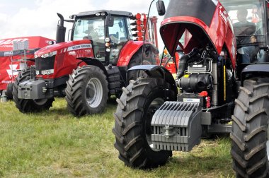 Modern agricultural machinery exhibited at the agricultural exhibition 