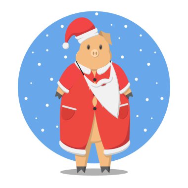 Domuz Noel Baba'ya giymiş. Yeni yıl tatil.