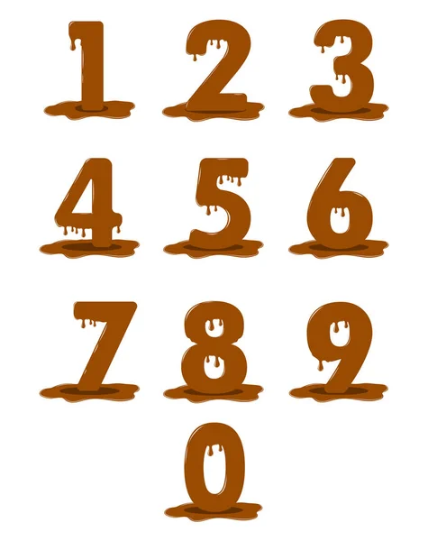 Figura de chocolate diez. Figuras de chocolate vectorial. Deliciosas figuras de chocolate . — Vector de stock