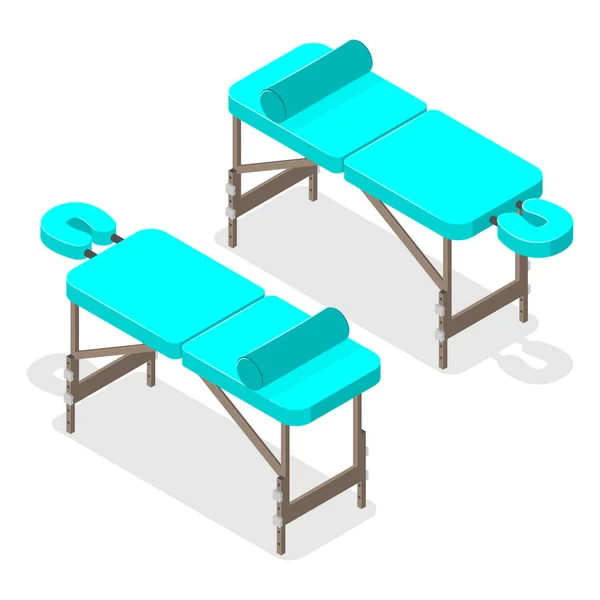 Ilustração de uma mesa de massagem. Estilo isométrico . —  Vetores de Stock