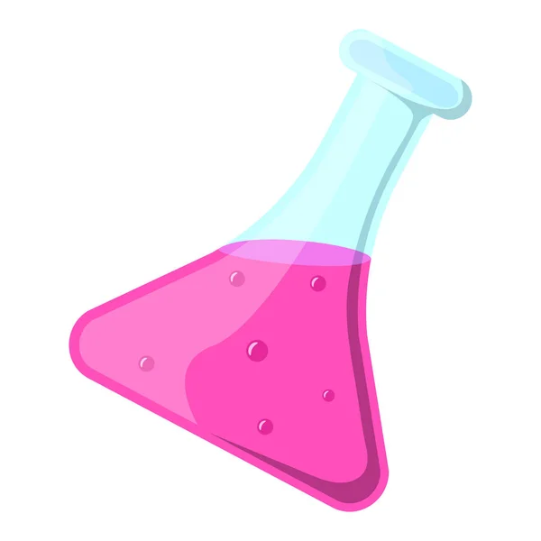 Εργαστηριακός δοκιμαστικός σωλήνας. Νέα όμορφα χημικά γυάλινα σκεύη με ροζ ουσία. Εικονίδιο σε επίπεδο στυλ. — Διανυσματικό Αρχείο
