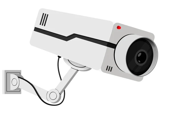 Kamera keamanan. Teknologi futuristik baru tidak mencolok dengan mikrofon abu-abu untuk video surveilans properti. - Stok Vektor